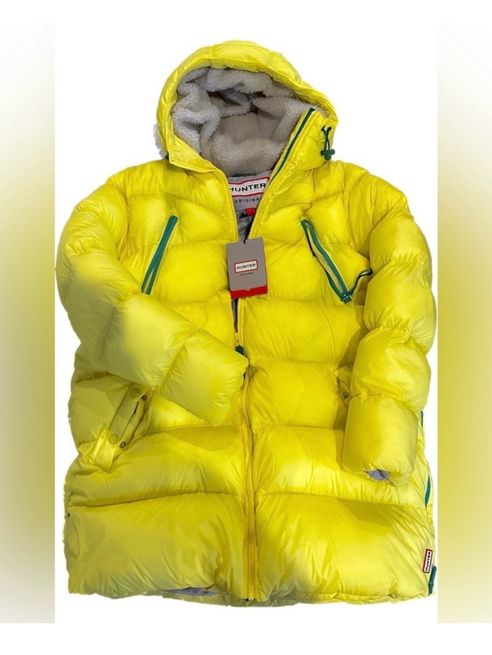 Hunter Women's Yellow Long Puffer Parka with Hood